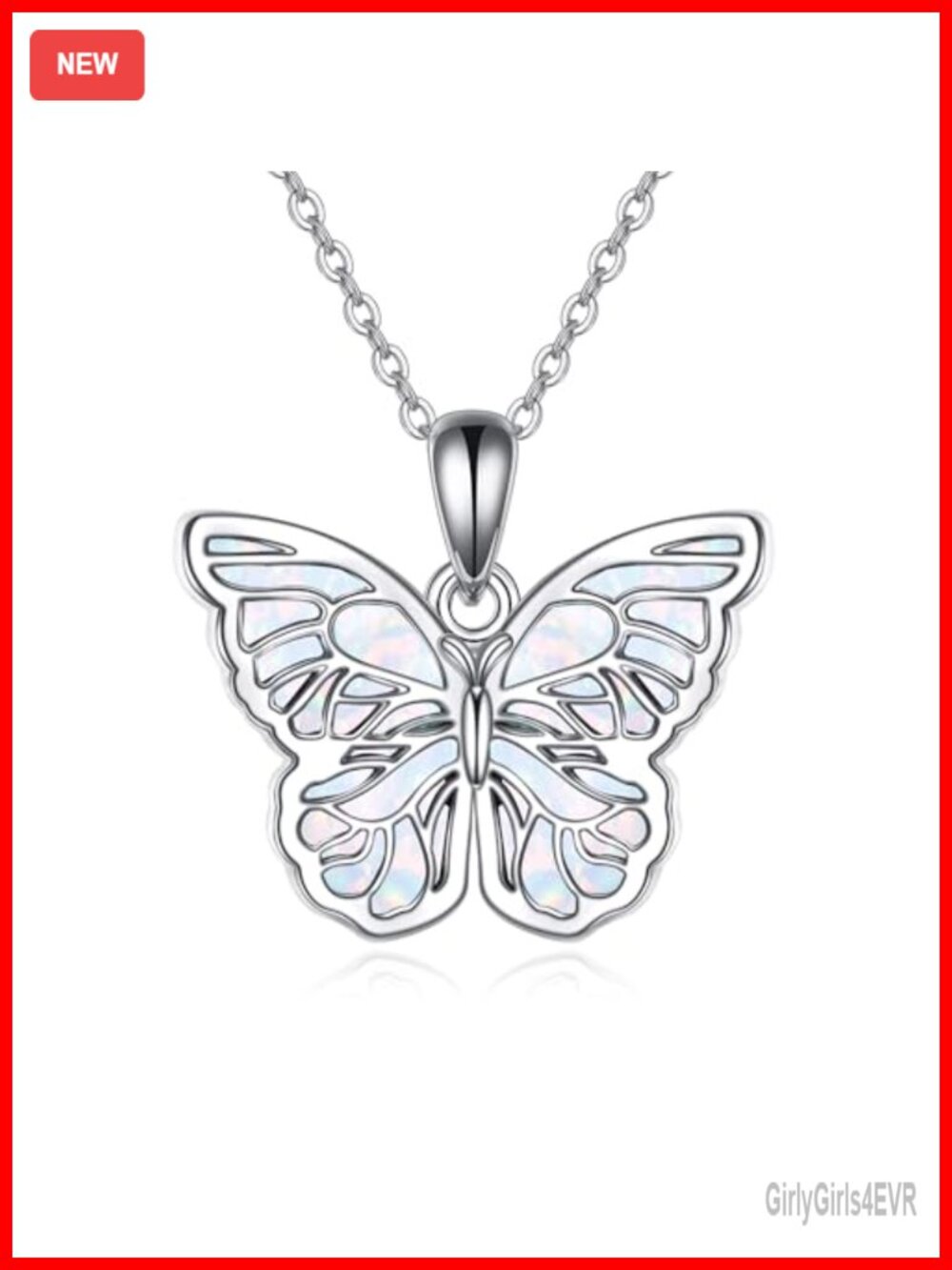 Sterling Silver Butterfly Pendant Necklace with Abalone Shell for Women